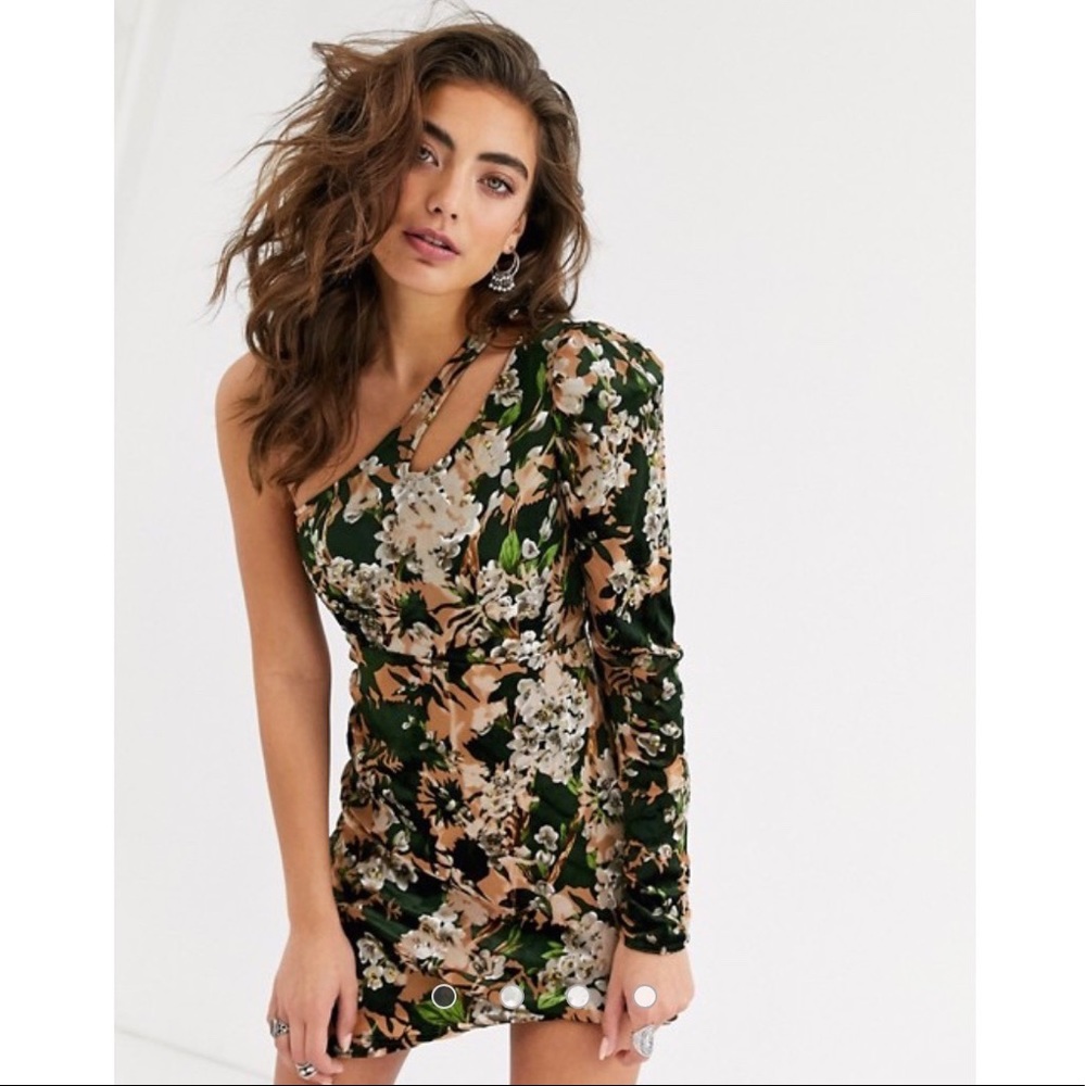 Asos ebonie n ivory one sleeve mini dress